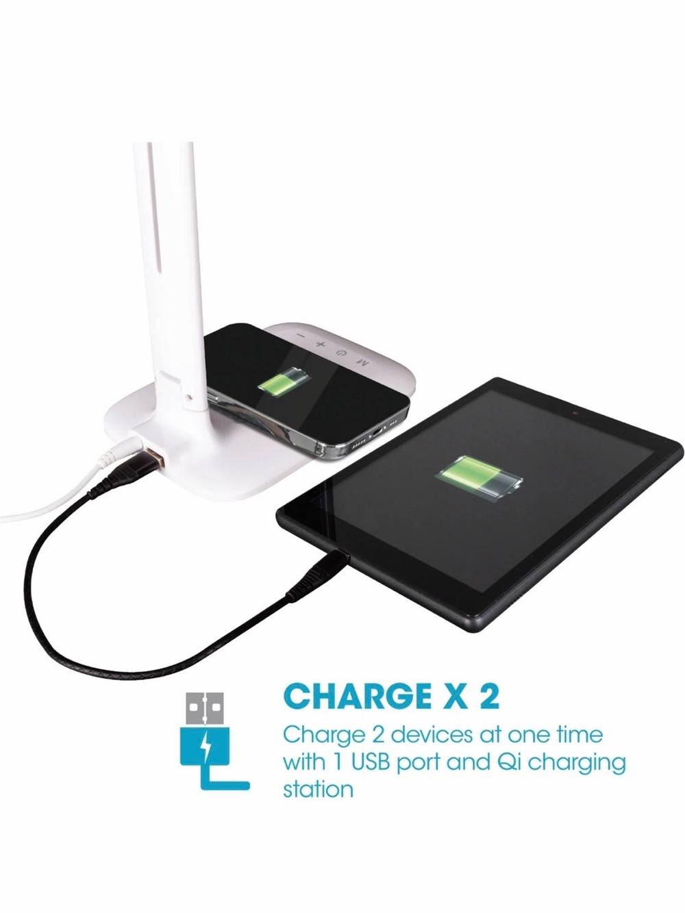 NIB Ottlite White Wellness Series LED Desk Lamp with Wireless Charging - Picture 5 of 9